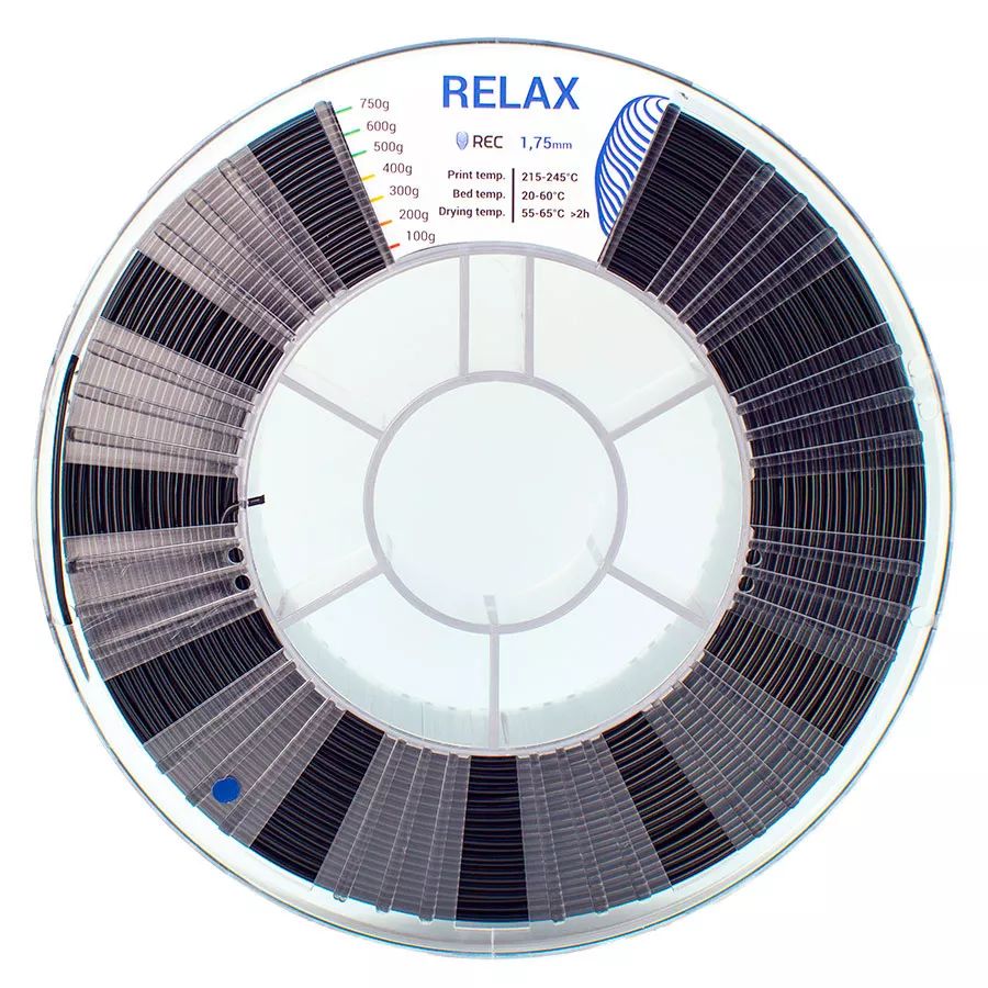 PETG пластик для 3D принтера REC RELAX (черный) 0,75 кг (1,75 мм)