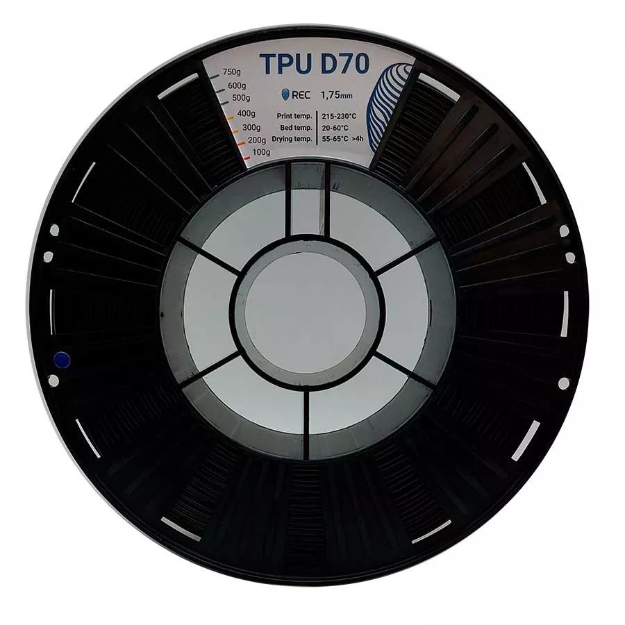 TPU пластик для 3D принтера REC TPU D70 (черный) 0,75 кг (1,75 мм)